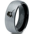 thumbnail image 1 of Tungsten Alaska The Last Frontier State Mountain Band Ring 8mm Men Women Comfort Fit Black Dome Brushed Gray Polished, 1 of 4