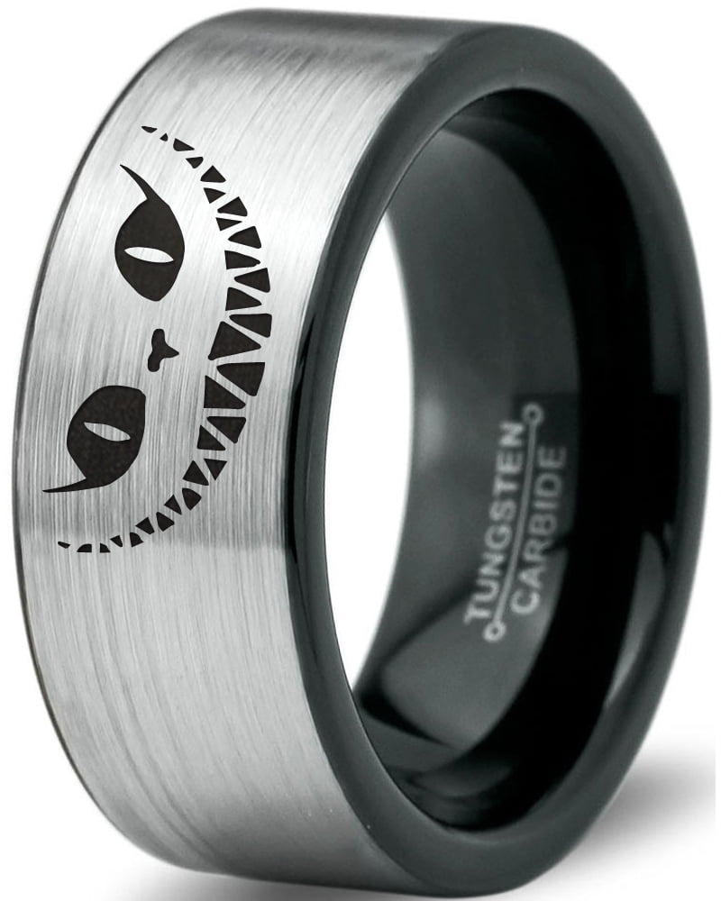 Alice In Wonderland Cheshire Cat Tungsten Ring - 8mm Laser Engraved Band For Men & Women - View #4