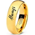 thumbnail image 1 of Tungsten Always Typography Writing Band Ring 7mm Men Women Comfort Fit 18k Yellow Gold Dome Polished, 1 of 4