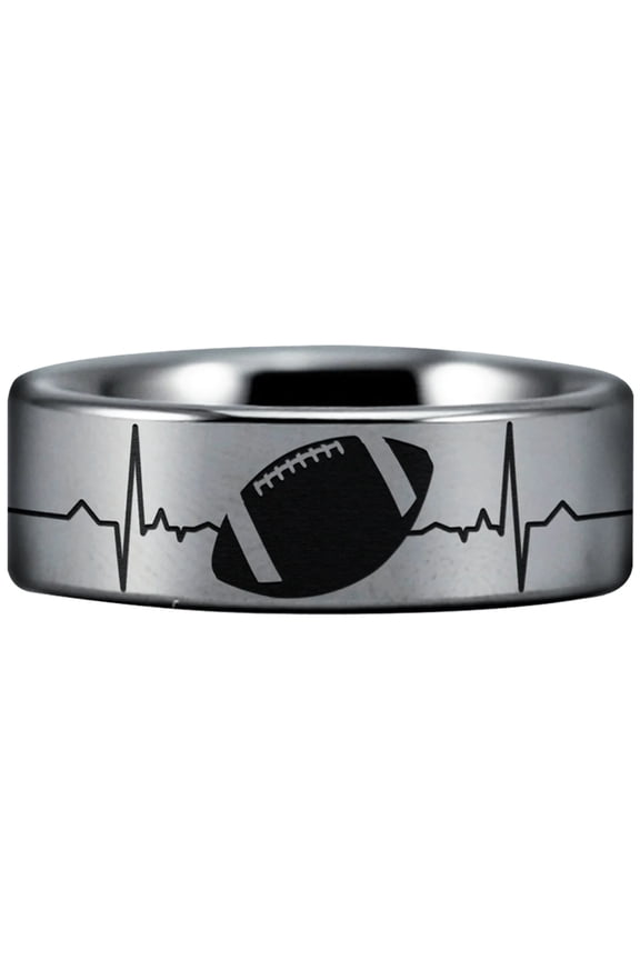 Tungsten American Football Lifeline Ring