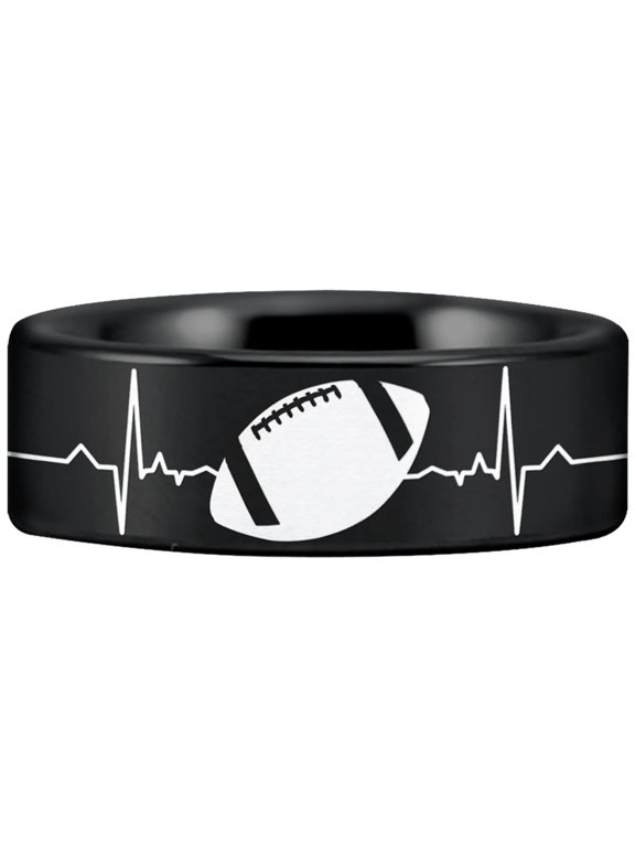 Tungsten American Football Lifeline Ring