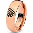 thumbnail image 1 of Tungsten American Heart Shaped Flag Band Ring 7mm Men Women Comfort Fit 18k Rose Gold Dome Polished, 1 of 4