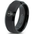 thumbnail image 1 of Tungsten Anchor Rope Band Ring 8mm Men Women Comfort Fit Black Beveled Edge Brushed Polished, 1 of 4