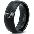 thumbnail image 1 of Tungsten Anchor Rope Band Ring 8mm Men Women Comfort Fit Black Dome Polished, 1 of 4