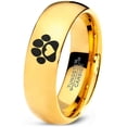 thumbnail image 1 of Tungsten Animal Paw Print Heart Band Ring 7mm Men Women Comfort Fit 18k Yellow Gold Dome Polished, 1 of 4