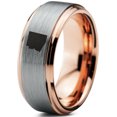 thumbnail image 1 of Tungsten Arizona The Grand Canyon State Band Ring 8mm Men Women Comfort Fit 18k Rose Gold Step Bevel Edge Brushed Polished, 1 of 4