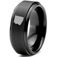 thumbnail image 1 of Tungsten Arizona The Grand Canyon State Band Ring 8mm Men Women Comfort Fit Black Step Bevel Edge Brushed Polished, 1 of 4