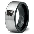 thumbnail image 1 of Tungsten Arizona The Grand Canyon State Cactus Band Ring 8mm Men Women Comfort Fit Brushed Gray Flat Cut Black Polished, 1 of 4