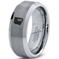 thumbnail image 1 of Tungsten Arizona The Grand Canyon State Cactus Band Ring 8mm Men Women Comfort Fit Gray Step Bevel Edge Brushed Polished, 1 of 4