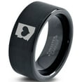 thumbnail image 1 of Tungsten Arizona The Grand Canyon State Heart Band Ring 9mm Men Women Comfort Fit Black Flat Cut Brushed Polished, 1 of 4