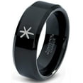 thumbnail image 1 of Tungsten Asterisk Star Symbol Glyph Band Ring 8mm Men Women Comfort Fit Black Beveled Edge Polished, 1 of 4