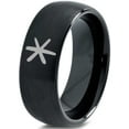 thumbnail image 1 of Tungsten Asterisk Star Symbol Glyph Band Ring 8mm Men Women Comfort Fit Black Dome Brushed Polished, 1 of 4