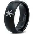 thumbnail image 1 of Tungsten Asterisk Star Symbol Glyph Band Ring 8mm Men Women Comfort Fit Black Dome Polished, 1 of 4