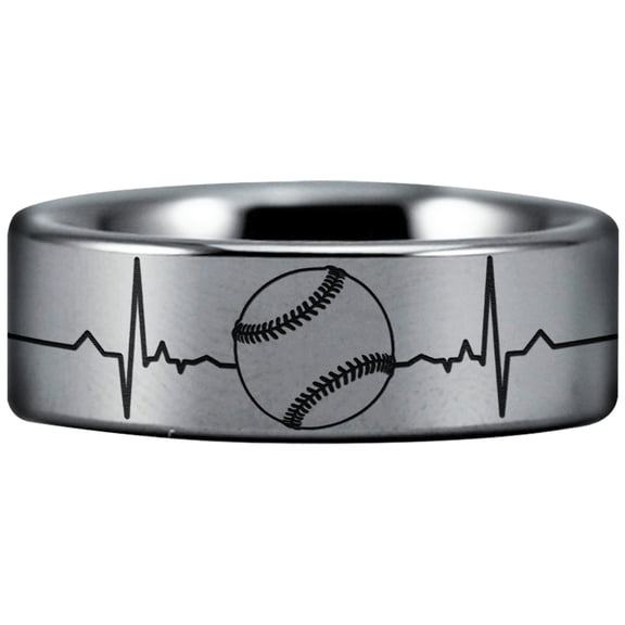 Tungsten Baseball Lifeline Ring