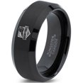 thumbnail image 1 of Tungsten Basketball Ring Band Ring 8mm Men Women Comfort Fit Black Beveled Edge Brushed Polished, 1 of 4