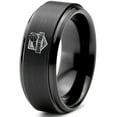 thumbnail image 1 of Tungsten Basketball Ring Band Ring 8mm Men Women Comfort Fit Black Step Bevel Edge Brushed Polished, 1 of 4