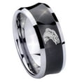 thumbnail image 1 of Tungsten Bass Fishing 8mm Brushed Black Polished Concave Men Ring, 1 of 1