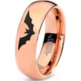 thumbnail image 1 of Tungsten Bat Spread Wings Band Ring 7mm Men Women Comfort Fit 18k Rose Gold Dome Polished, 1 of 4
