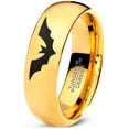thumbnail image 1 of Tungsten Bat Spread Wings Band Ring 7mm Men Women Comfort Fit 18k Yellow Gold Dome Polished, 1 of 4