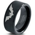 thumbnail image 1 of Tungsten Bat Spread Wings Band Ring 9mm Men Women Comfort Fit Black Flat Cut Brushed Polished, 1 of 4