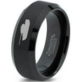thumbnail image 1 of Tungsten Battlefield Military Tank Band Ring 8mm Men Women Comfort Fit Black Beveled Edge Brushed Polished, 1 of 4