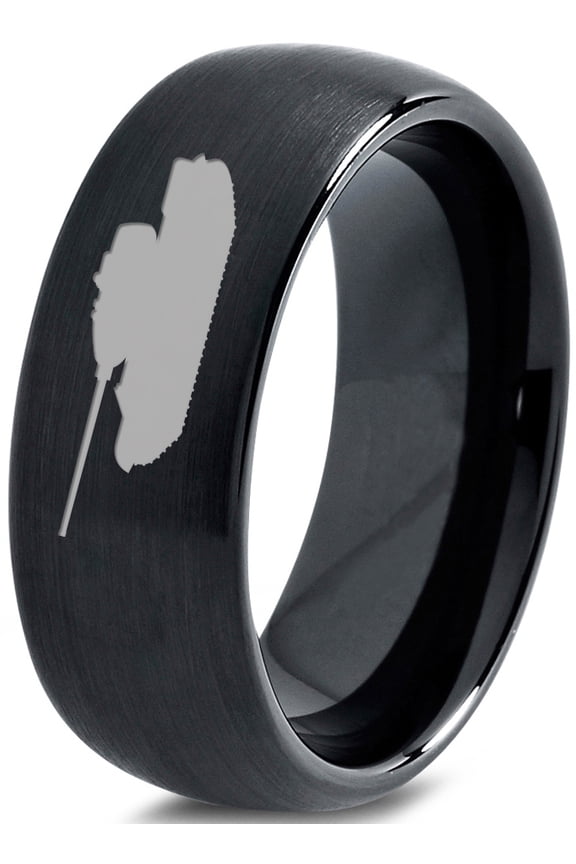 Tungsten Battlefield Military Tank Band Ring 8mm Men Women Comfort Fit Black Dome Brushed Polished