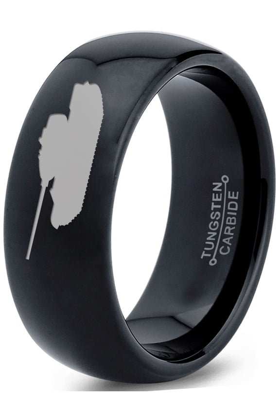 Tungsten Battlefield Military Tank Band Ring 8mm Men Women Comfort Fit Black Dome Polished