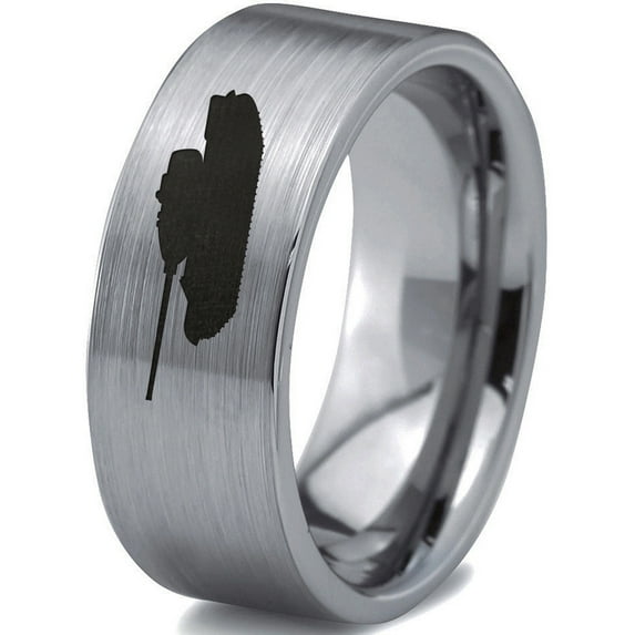 Tungsten Battlefield Military Tank Band Ring 8mm Men Women Comfort Fit Gray Flat Cut Brushed Polished