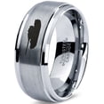thumbnail image 1 of Tungsten Battlefield Military Tank Band Ring 8mm Men Women Comfort Fit Gray Step Bevel Edge Brushed Polished, 1 of 4