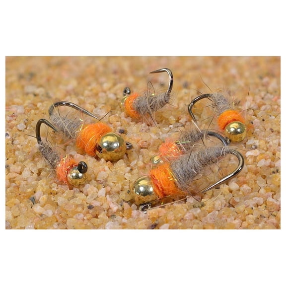 Tungsten Bead Head Hot Spot Hares Ear Jig Fly - Euro Nymph - Hanak - 6 & 8 Flies Packs Assortment