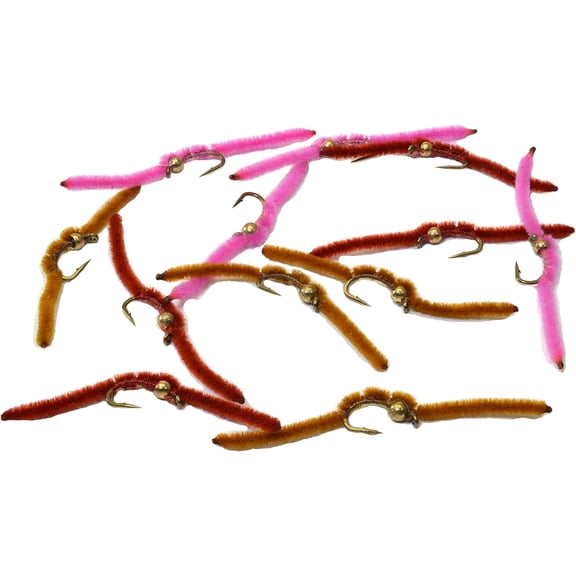 Tungsten Bead Head San Juan Fishing Flies - 1 Dozen on Mustad Fly Hook Size 14 - Assorted