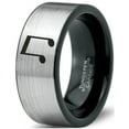 thumbnail image 1 of Tungsten Beam Note Music Band Ring 8mm Men Women Comfort Fit Brushed Gray Flat Cut Black Polished, 1 of 4