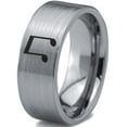 thumbnail image 1 of Tungsten Beam Note Music Band Ring 8mm Men Women Comfort Fit Gray Flat Cut Brushed Polished, 1 of 4