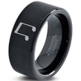 thumbnail image 1 of Tungsten Beam Note Music Band Ring 9mm Men Women Comfort Fit Black Flat Cut Brushed Polished, 1 of 4