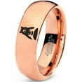 thumbnail image 1 of Tungsten Bear Outdoor Wilderness Heart Emoji Hand Band Ring 7mm Men Women Comfort Fit 18k Rose Gold Dome Polished, 1 of 4