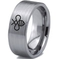 thumbnail image 1 of Tungsten Bee Flying Insect Bug Wasps Beeswax Band Ring 8mm Men Women Comfort Fit Gray Flat Cut Brushed Polished, 1 of 4