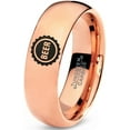 thumbnail image 1 of Tungsten Beer Bottle Cap Band Ring 7mm Men Women Comfort Fit 18k Rose Gold Dome Polished, 1 of 4