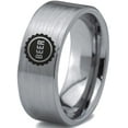 thumbnail image 1 of Tungsten Beer Bottle Cap Band Ring 8mm Men Women Comfort Fit Gray Flat Cut Brushed Polished, 1 of 4