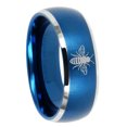 thumbnail image 1 of Tungsten Bees 8mm Brushed Blue Two Tone Dome Polished Edges Men Ring, 1 of 1