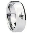 thumbnail image 1 of Tungsten Bees 8mm Glossy Gray Polished Beveled Edges Men Ring, 1 of 1
