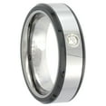 thumbnail image 1 of Tungsten Beveled Black Ceramic Edges Diamond Wedding Band Rings 6mm, 1 of 1