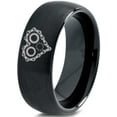 thumbnail image 1 of Tungsten Bicycle Chain Gear Heart Band Ring 8mm Men Women Comfort Fit Black Dome Brushed Polished, 1 of 4