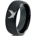 thumbnail image 1 of Tungsten Bird Flying Spreading Wings Aves Band Ring 8mm Men Women Comfort Fit Black Dome Brushed Polished, 1 of 4
