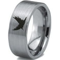 thumbnail image 1 of Tungsten Bird Flying Spreading Wings Aves Band Ring 8mm Men Women Comfort Fit Gray Flat Cut Brushed Polished, 1 of 4