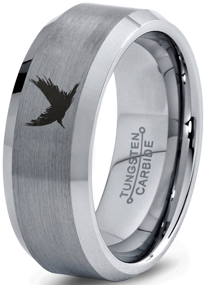 Flying Rings Birds Tungsten Bird Flying Spreading Wings Aves Band Ring 8mm Men Women ...