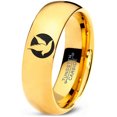 thumbnail image 1 of Tungsten Bird Flying Wings Aves Chordata Band Ring 7mm Men Women Comfort Fit 18k Yellow Gold Dome Polished, 1 of 4