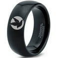 thumbnail image 1 of Tungsten Bird Flying Wings Aves Chordata Band Ring 8mm Men Women Comfort Fit Black Dome Polished, 1 of 4