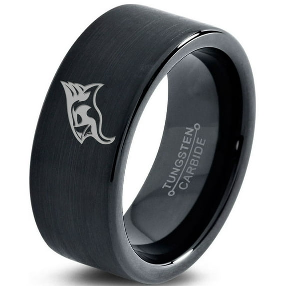 Tungsten Bird Watching Aves Band Ring 9mm Men Women Comfort Fit Black Flat Cut Brushed Polished