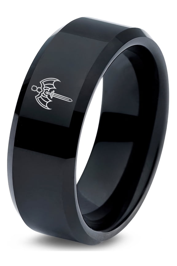 Tungsten Birthday Black Wedding Band Men Gamer Valentines Day Gifts for Him Pride Jewelry Couple Ring Set