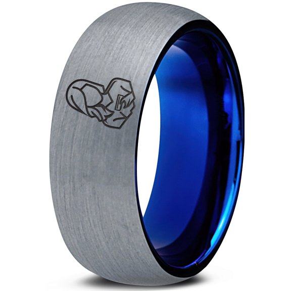 Tungsten Birthday Gamer Blue And Grey Ring Wedding Gift for Couple Groomsman Gifts Brother